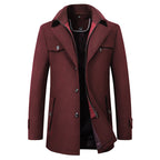 Lorkan Wool Trench Coat — Premium Warm Double - Layer Insulated Coat (Burgundy S) - | Zavonix