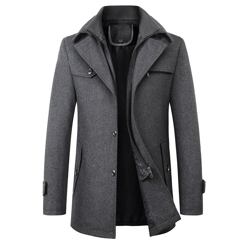 Lorkan Wool Trench Coat — Premium Warm Double - Layer Insulated Coat (Gray S) - | Zavonix