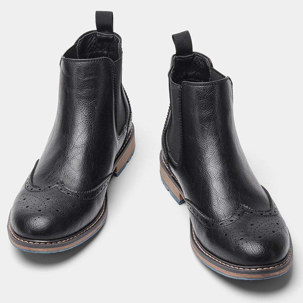 Lorne Boots — Men's Leather Chelsea Boots with Cushioned Insole and Blue Sole (Black 6) - | Zavonix