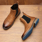 Lorne Boots — Men's Leather Chelsea Boots with Cushioned Insole and Blue Sole (Black 6) - | Zavonix