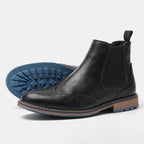 Lorne Boots — Men's Leather Chelsea Boots with Cushioned Insole and Blue Sole (Black 6) - | Zavonix