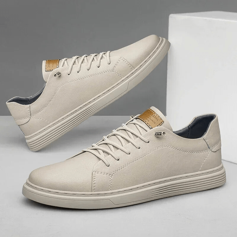 Luca Luxe — Italian Genuine Leather Sneakers with Breathable Comfort (White 6) - | Zavonix