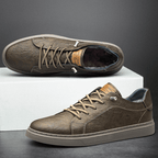Luca Luxe — Italian Genuine Leather Sneakers with Breathable Comfort (Brown 6) - | Zavonix