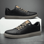 Luca Luxe — Italian Genuine Leather Sneakers with Breathable Comfort (Black 6) - | Zavonix