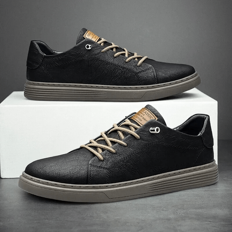 Luca Luxe — Italian Genuine Leather Sneakers with Breathable Comfort (Black 6) - | Zavonix