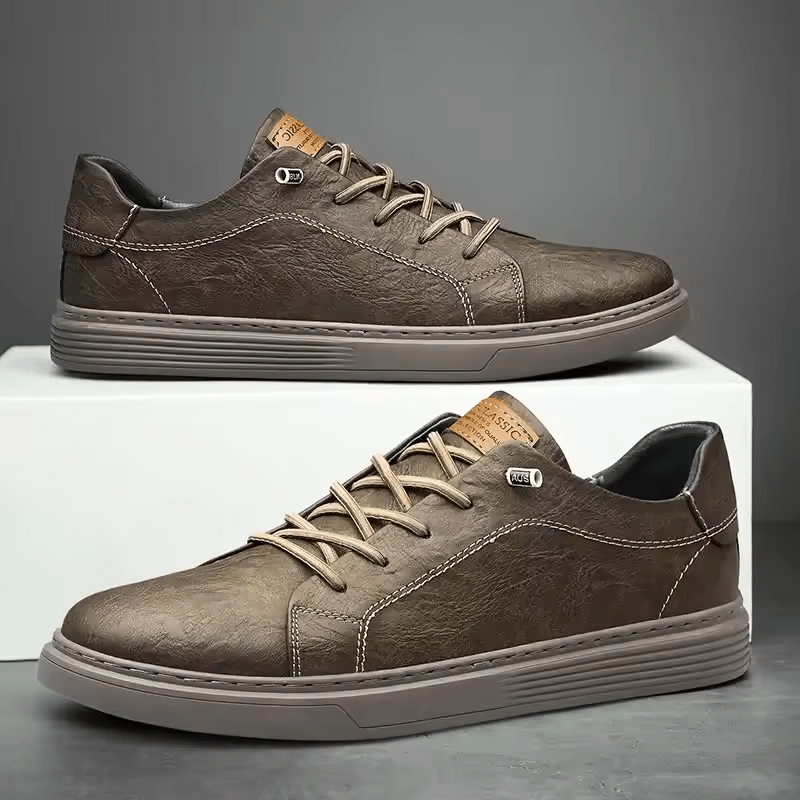 Luca Luxe — Italian Genuine Leather Sneakers with Breathable Comfort (White 6) - | Zavonix
