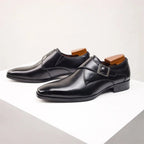 "Luca Pellegrino" Genuine Leather Buckle Shoes (Black 6) - | Zavonix