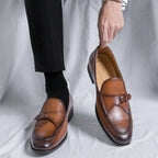 "Luca Zanetti" Vegan Leather Buckle Loafers (Light Brown 6) - | Zavonix