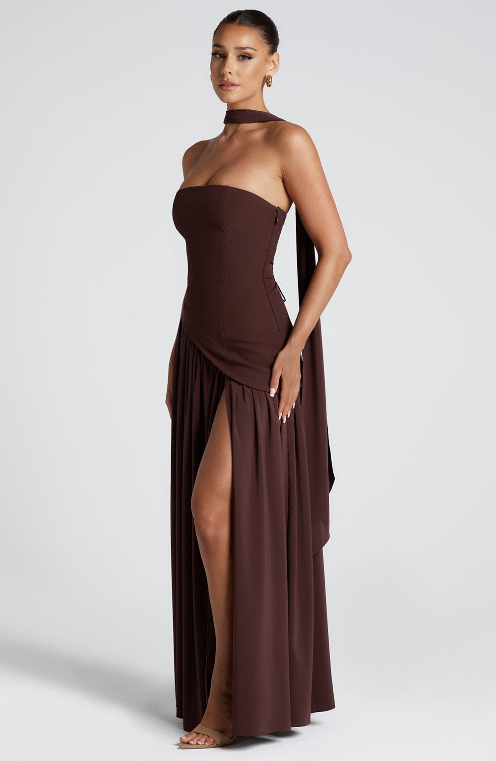 LumoraGaze™ Maxi — Sculpted Elegance with Graceful Flow (XS ) - Dress | Zavonix