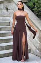 LumoraGaze™ Maxi — Sculpted Elegance with Graceful Flow (XS ) - Dress | Zavonix
