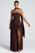 LumoraGaze™ Maxi — Sculpted Elegance with Graceful Flow (XS ) - Dress | Zavonix