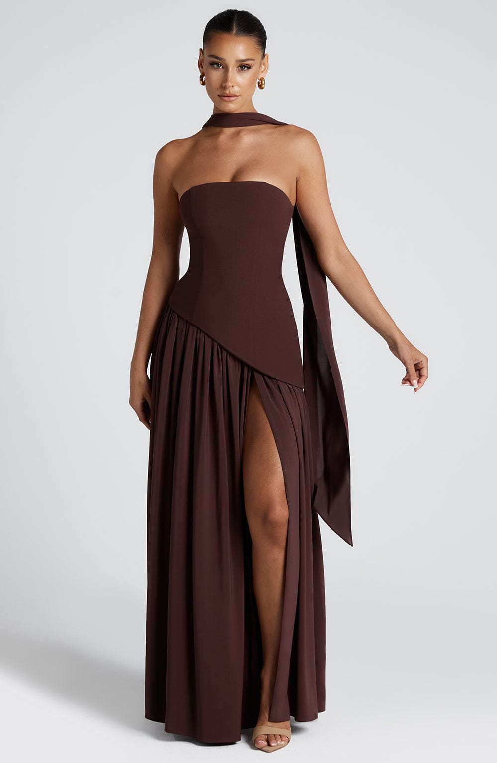 LumoraGaze™ Maxi — Sculpted Elegance with Graceful Flow (XS ) - Dress | Zavonix