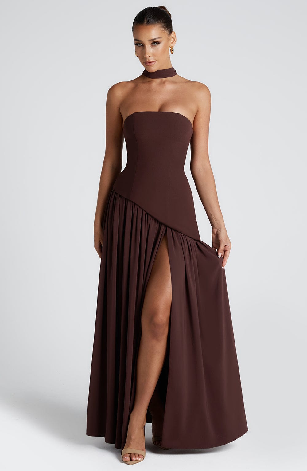 LumoraGaze™ Maxi — Sculpted Elegance with Graceful Flow (XS ) - Dress | Zavonix