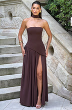 LumoraGaze™ Maxi — Sculpted Elegance with Graceful Flow (XS ) - Dress | Zavonix