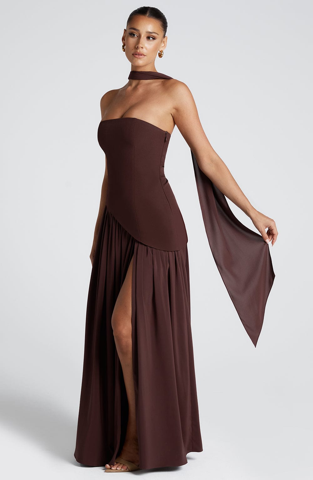 LumoraGaze™ Maxi — Sculpted Elegance with Graceful Flow (XS ) - Dress | Zavonix