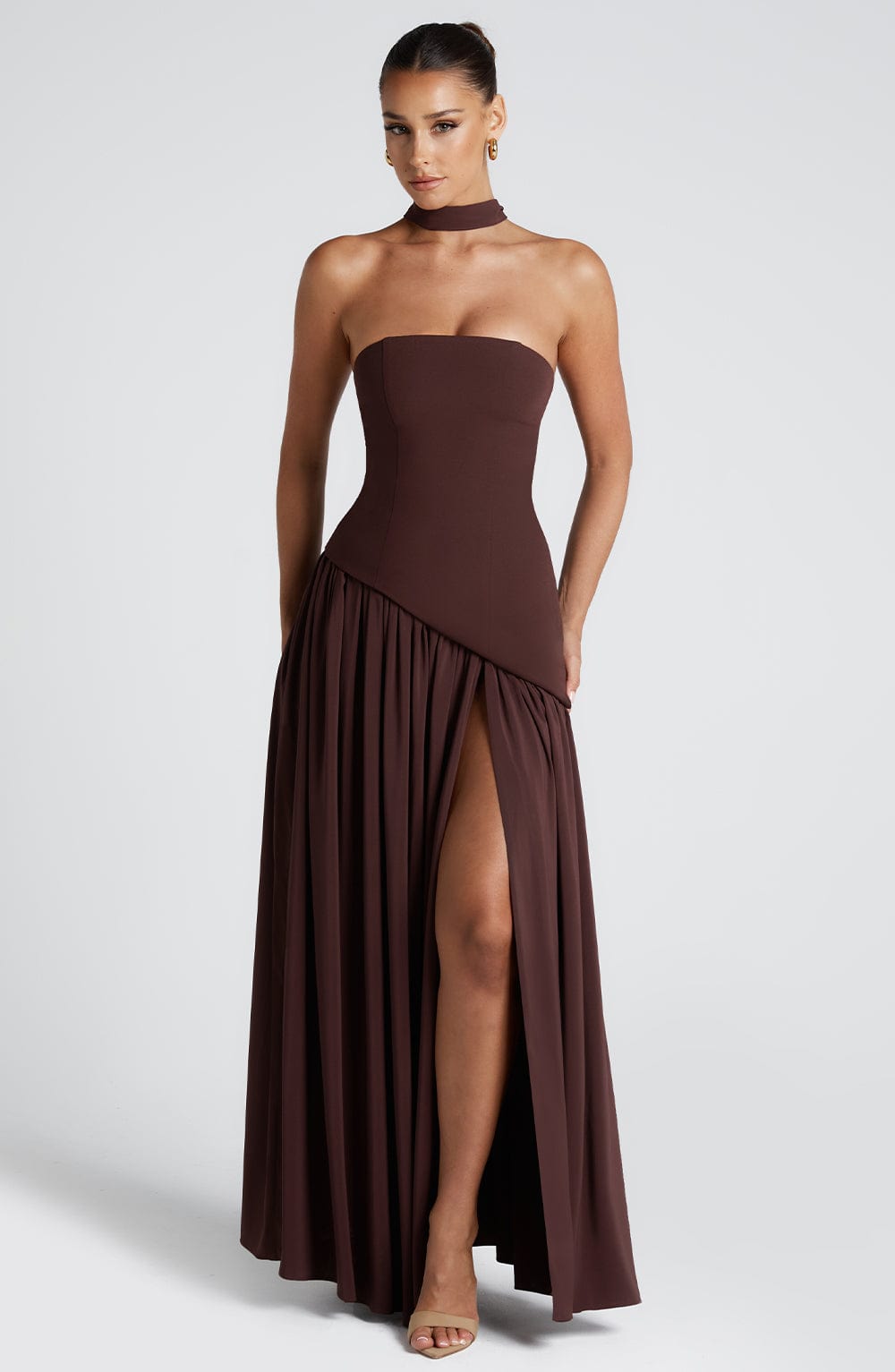 LumoraGaze™ Maxi — Sculpted Elegance with Graceful Flow (XS ) - Dress | Zavonix