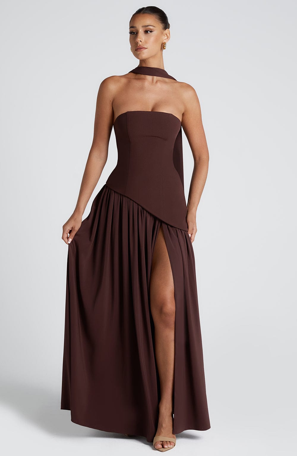 LumoraGaze™ Maxi — Sculpted Elegance with Graceful Flow (XS ) - Dress | Zavonix