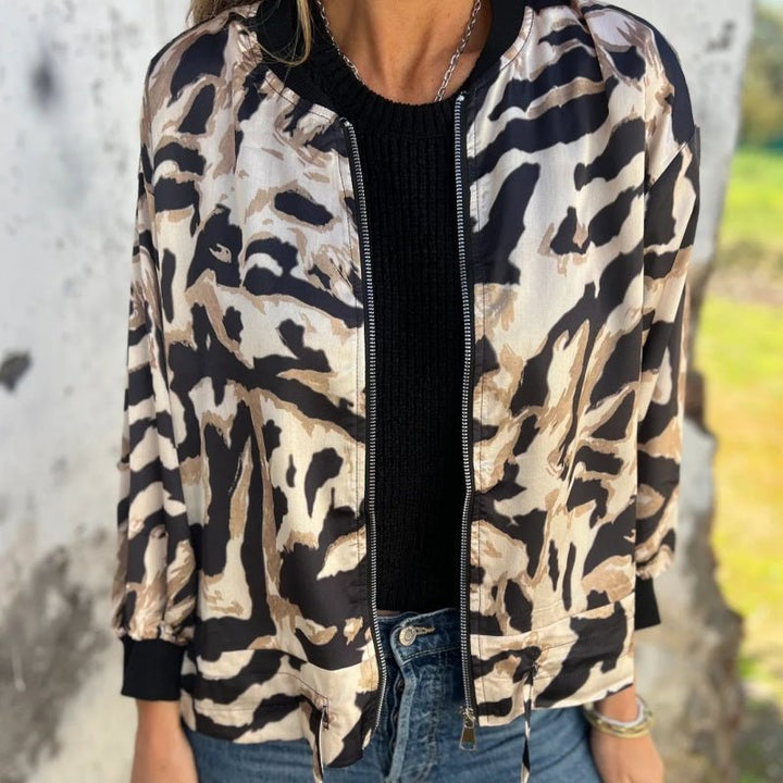 Luna Zebra Print Lightweight Bomber Jacket Product Image 01