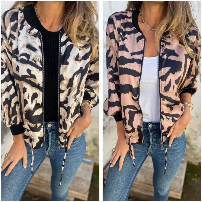 Luna Zebra Print Lightweight Bomber Jacket Product Image 03
