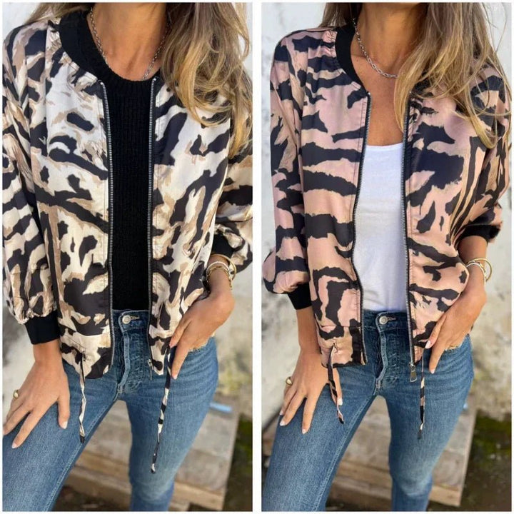 Luna Zebra Print Lightweight Bomber Jacket Product Image 03