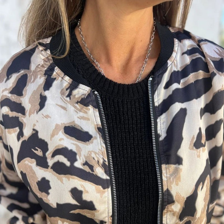 Luna Zebra Print Lightweight Bomber Jacket Product Image 04