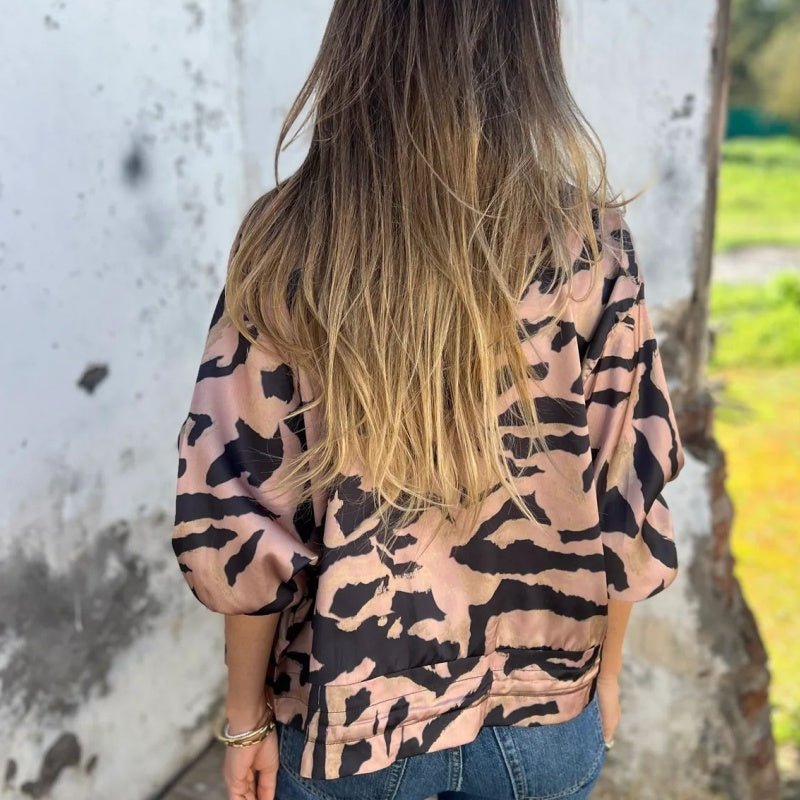 Luna Zebra Print Lightweight Bomber Jacket Product Image 05
