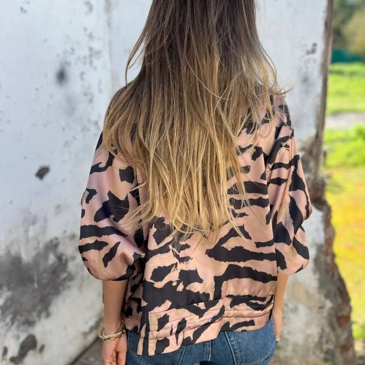 Luna Zebra Print Lightweight Bomber Jacket Product Image 05