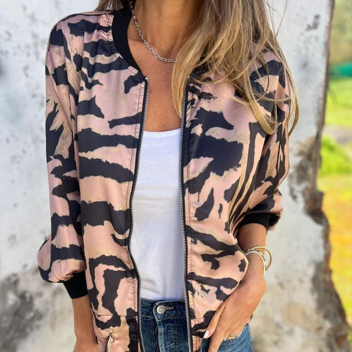 Luna Zebra Print Lightweight Bomber Jacket Product Image 06