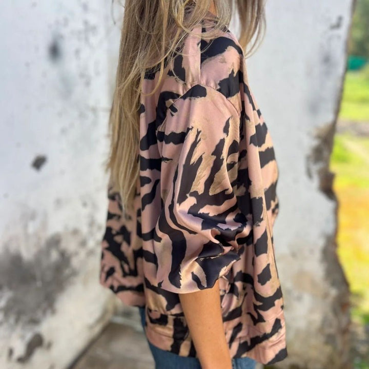 Luna Zebra Print Lightweight Bomber Jacket Product Image 08