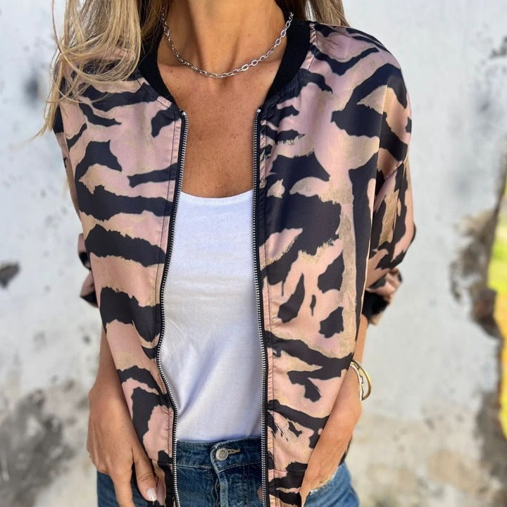 Luna Zebra Print Lightweight Bomber Jacket Product Image 09