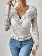 LunaLace™ Pullover Blouse — Sculpt Your Curves, Captivate Every Room (army green S) - | Zavonix