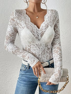 LunaLace™ Pullover Blouse — Sculpt Your Curves, Captivate Every Room (DEEP BLUE XXL) - | Zavonix