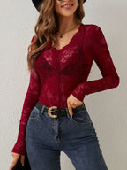 LunaLace™ Pullover Blouse — Sculpt Your Curves, Captivate Every Room (army green S) - | Zavonix