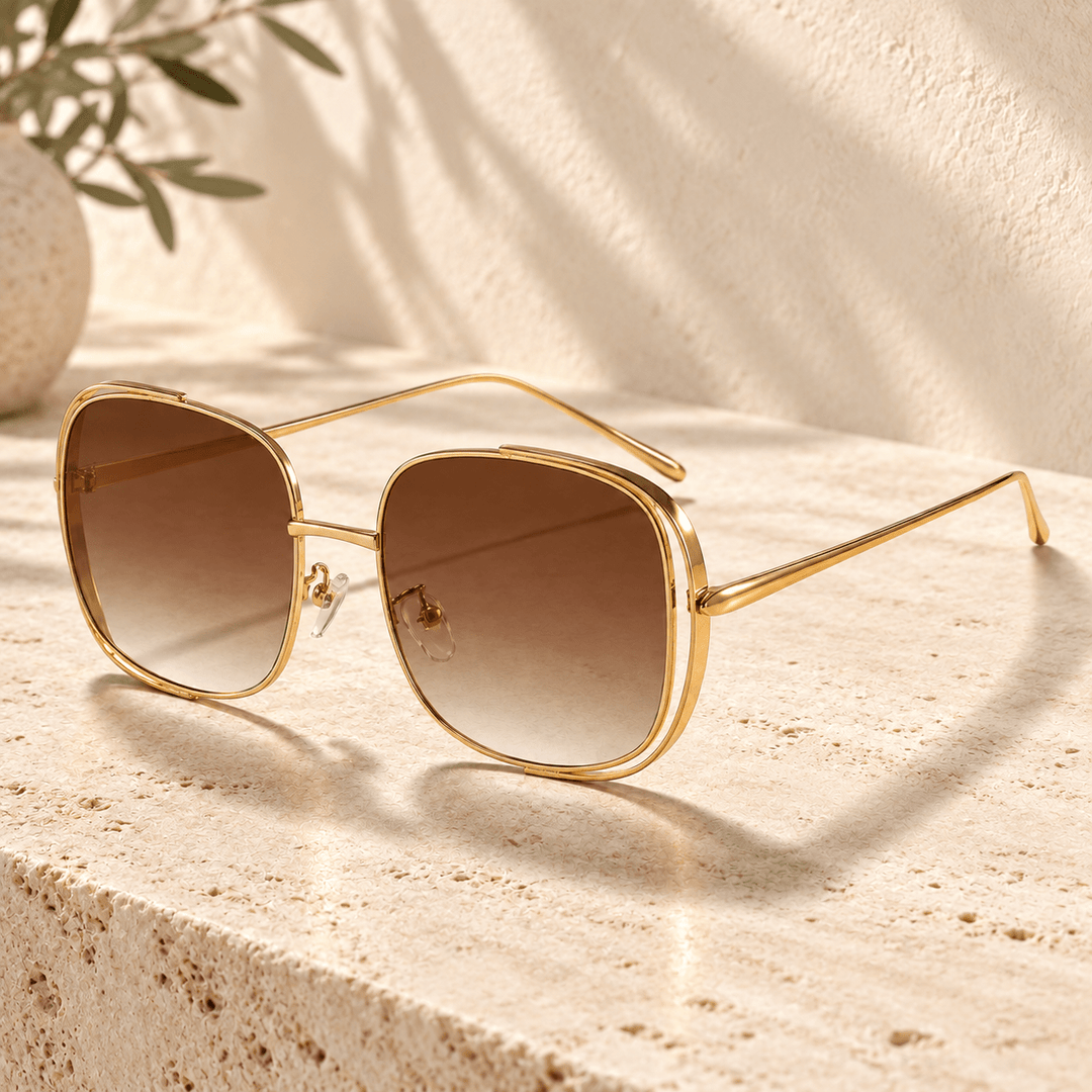 Lunara Square Sunglasses Gold image 1