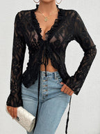 LunaVera™ Lace Knit Top — Unleash Your Radiance and Own Every Moment (Pink M) - | Zavonix