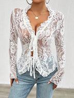 LunaVera™ Lace Knit Top — Unleash Your Radiance and Own Every Moment (Pink M) - | Zavonix