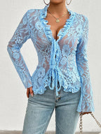 LunaVera™ Lace Knit Top — Unleash Your Radiance and Own Every Moment (Pink M) - | Zavonix