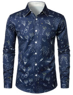 Luxol Stretch — Men’s Wrinkle - Resistant Holiday Shirt with Comfort Fit (Blue S) - xmas | Zavonix
