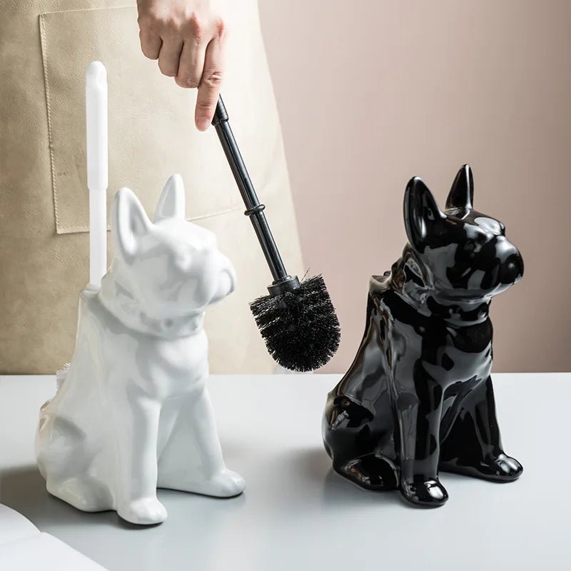Luxury Ceramic Toilet Brush with Unique Dog Design – Stylish Toilet Bowl Brush and Holder for Bathroom Decor 7