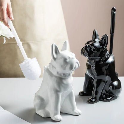 Luxury Ceramic Toilet Brush with Unique Dog Design – Stylish Toilet Bowl Brush and Holder for Bathroom Decor 3