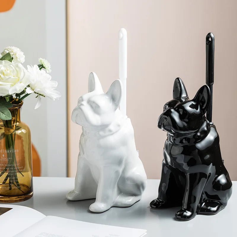 Luxury Ceramic Toilet Brush with Unique Dog Design – Stylish Toilet Bowl Brush and Holder for Bathroom Decor 1