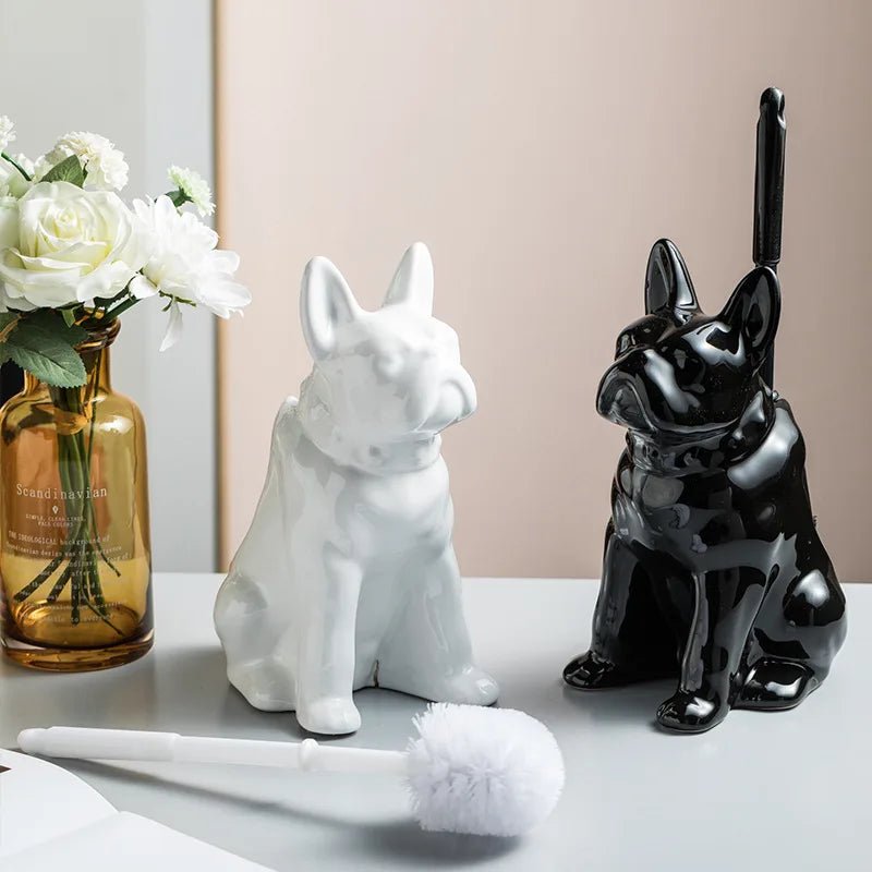 Luxury Ceramic Toilet Brush with Unique Dog Design – Stylish Toilet Bowl Brush and Holder for Bathroom Decor 2