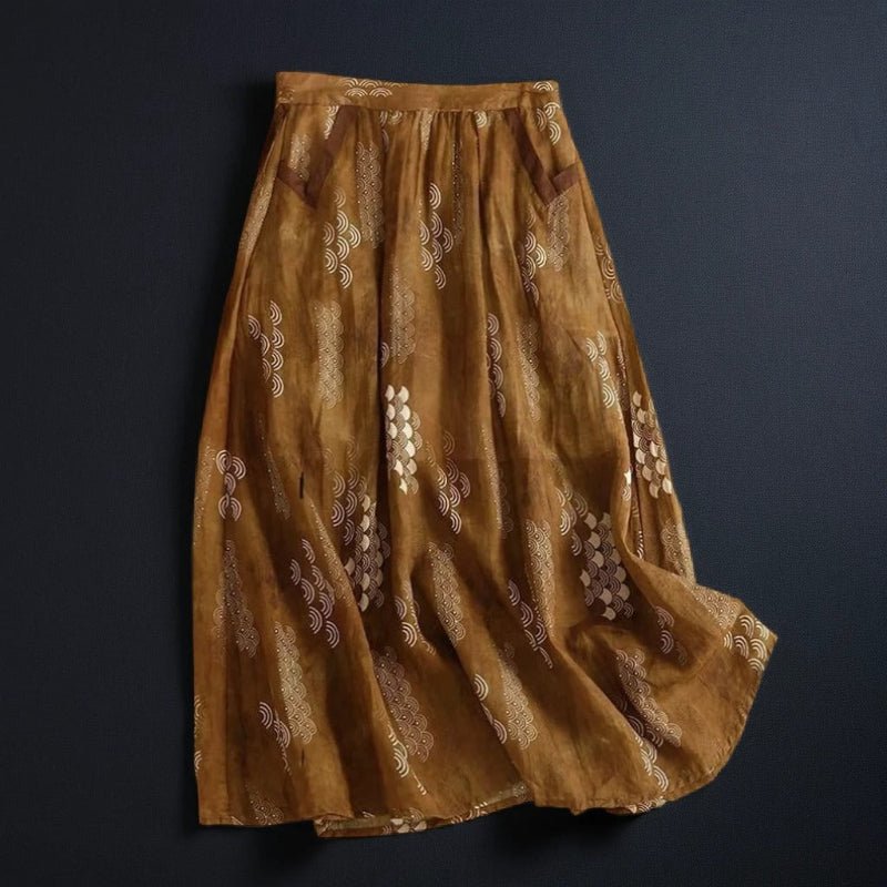 MADINA LINEN SKIRT (Brown XS) - | Zavonix