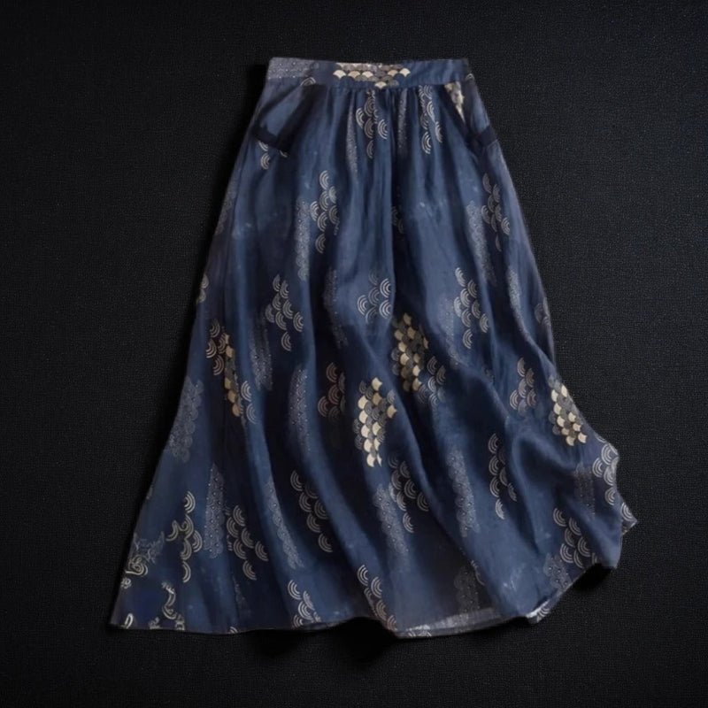 MADINA LINEN SKIRT (Navy Blue XS) - | Zavonix