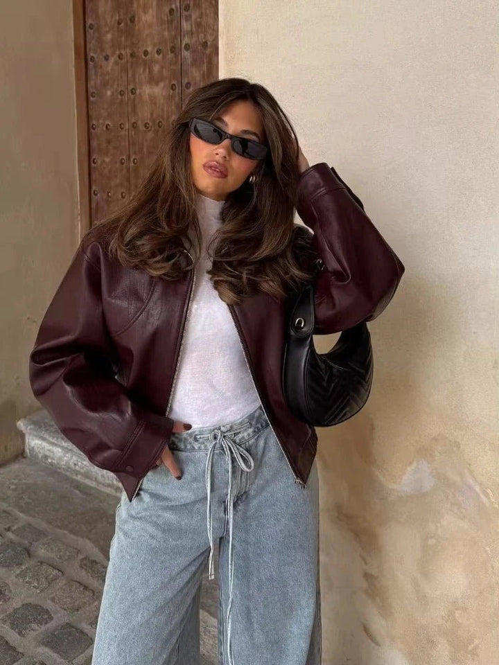 Maelle Cropped Faux-Leather Jacket product image 1