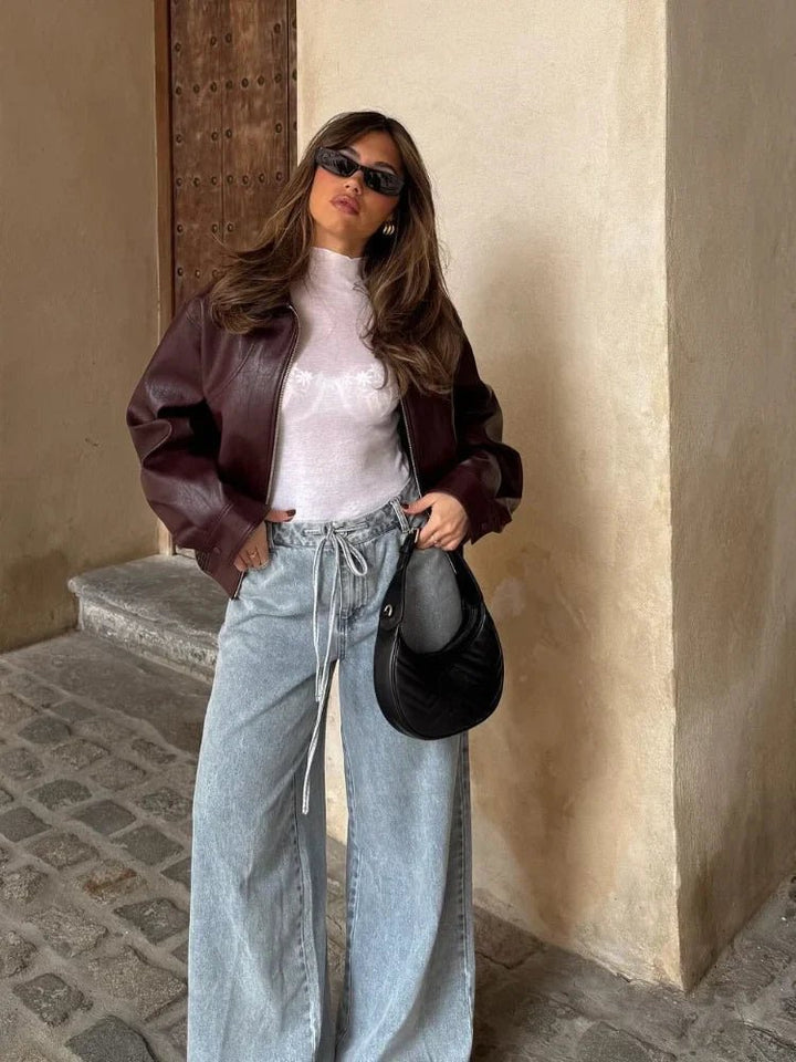 Maelle Cropped Faux-Leather Jacket product image 3
