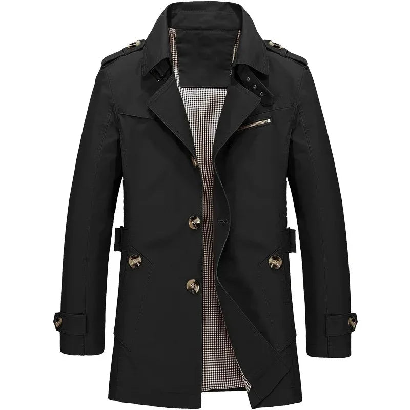 Malvenna — Tailored Premium Cotton Trench Coat with Flannel Lining (Black M) - | Zavonix