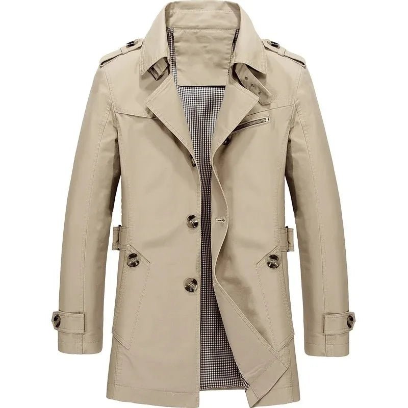 Malvenna — Tailored Premium Cotton Trench Coat with Flannel Lining (Black M) - | Zavonix