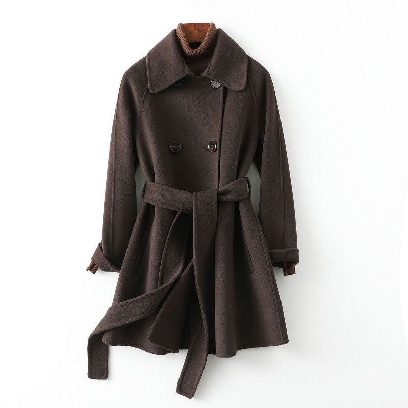 MADONA™ CASHMERE WOOL COAT (Dark Brown XS) - | Zavonix