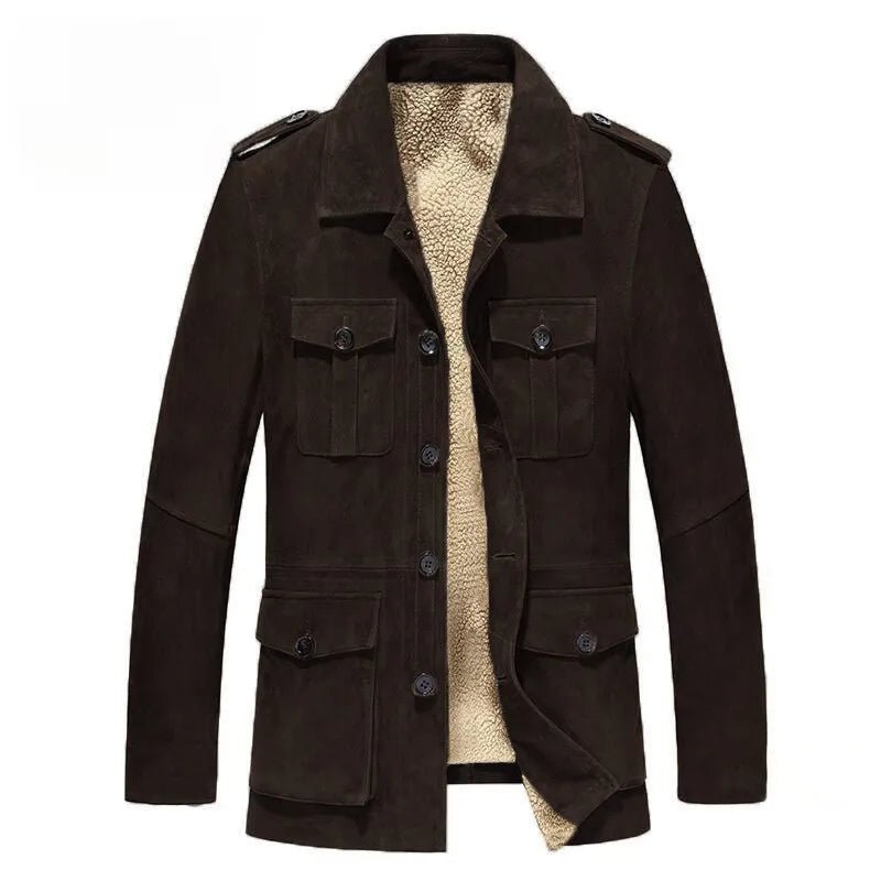 Marcen Jacket — Suede - Like Sherpa - Lined Jacket with Tailored Fit (Black XS) - | Zavonix